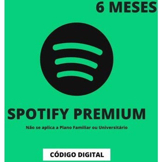 Cartão Presente 6 Meses de Spotify - Premium Individual