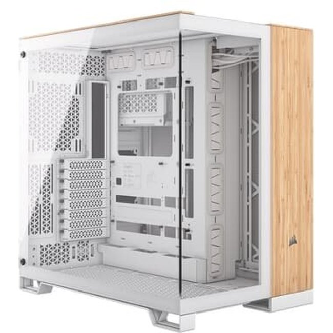 Gabinete Gamer CORSAIR 6500X Mid Tower, Lateral em Vidro, Branco e Amadeirado - CC-9011284-WW
