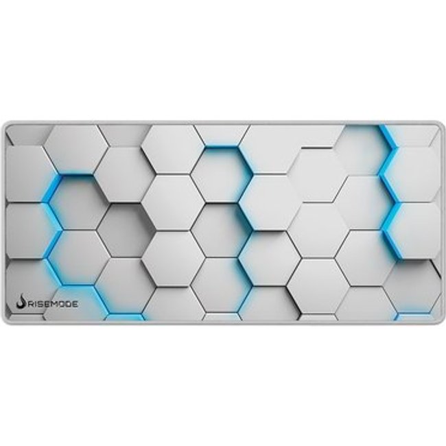 Mousepad Gamer Rise Mode 3D 01, Estendido Pro 900x400mm, Borda Costurada, Branco - RM-MPP-3D1-W