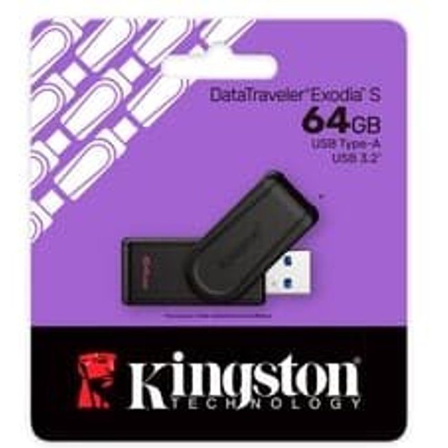 Pen Drive Kingston DataTraveler Exodia S, 64GB, USB 3.2, Preto - DTXS/64GB
