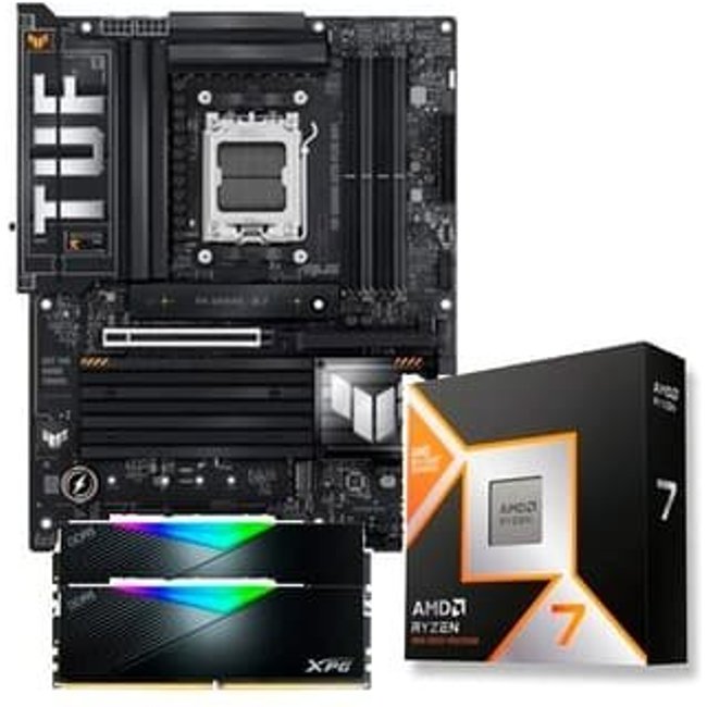Kit Processador AMD Ryzen 7 9800X3D + Placa-Mãe ASUS TUF GAMING X870-PLUS WIFI + Memória RAM XPG Lancer, RGB, 32GB (2x16GB) DDR5