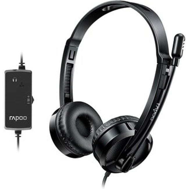 Headset Rapoo H120, Áudio Estéreo Digital, Microfone com Redução de Ruído, USB, Controles no Cabo, Preto - H120