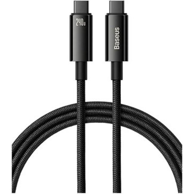 Cabo Tipo C para Tipo C Baseus Tungsten Gold, 100W, 1m, Preto - CATWJ-01