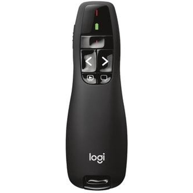 Apresentador sem fio Logitech R400 com Laser Pointer Vermelho, Conexão USB e Pilha Inclusa - 910-001354