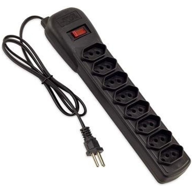 Filtro de Linha Force Line, 8 Tomadas, Bivolt, Preto - 0060800004