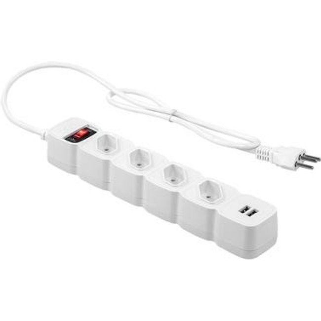 Filtro de Linha Intelbras 4 Tomadas, EPE204, 2 USB, Bivolt, Branco - 4824204