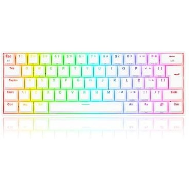 Teclado Mecânico Gamer Redragon Draconic Pro, RGB, Switch Blue, ABNT2, Branco - K530W-RGB-PRO (PT-BLUE)