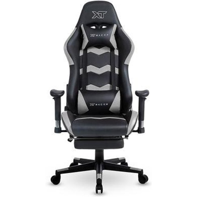Cadeira Gamer XT Racer Speed Series, Até 120kg, Com Almofadas e Apoio de Pés, Reclinável, Descanso de Braço 2D, Preto e Cinza - XTS170