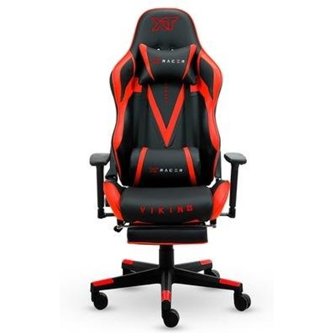 Cadeira Gamer XT Racer Viking Series, Até 120kg, Com Almofadas e Apoio de Pés, Reclinável, Descanso de Braço 3D, Preto e Vermelho - XTR-026