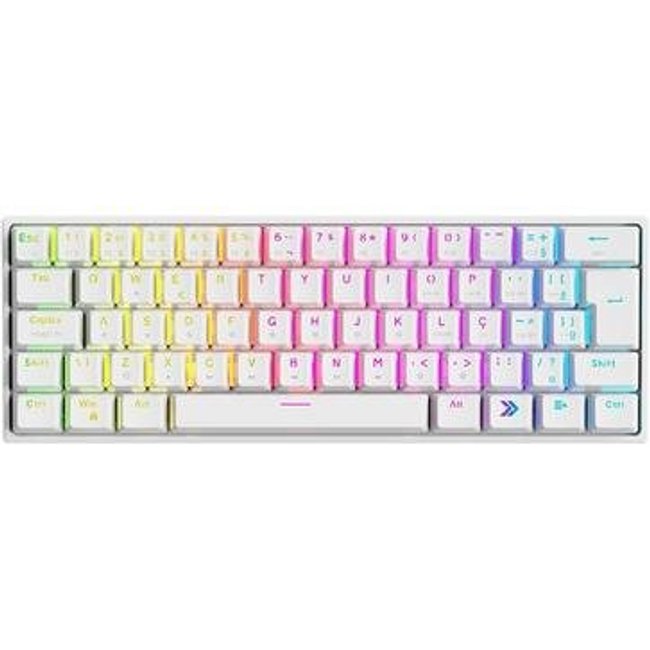 Teclado Mecânico Gamer KBM! GAMING TG600, Branco, 60% e ABNT2, RGB, Switch Gateron Blue - KGTG600BRAZ