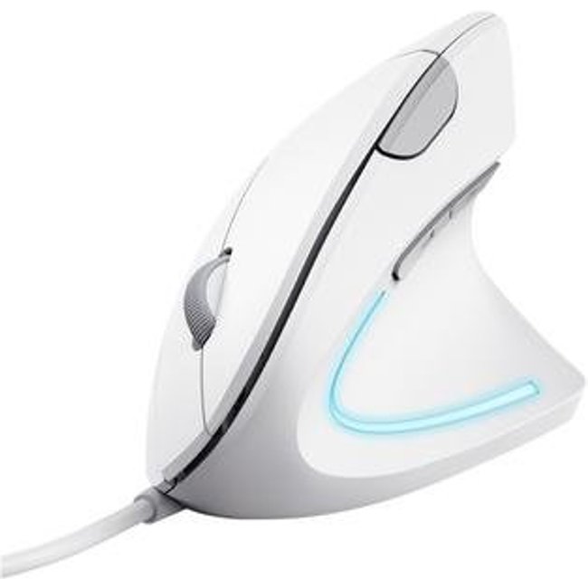 Mouse Trust Verto, Design Ergonômico, LED, 6 Botões, 1600 DPI, USB, Branco - 25133