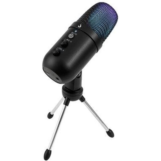 Microfone Gamer De Mesa Rise Mode Elite 01, RGB, P3 e USB-C, Preto - RM-ME-01-B