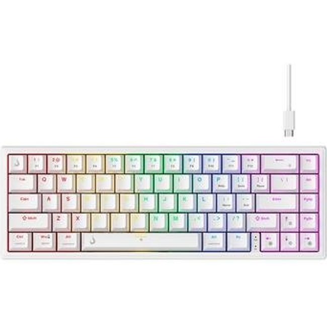 Teclado Mecânico Gamer Rise Mode GM1 Pro White, ARGB, Mini (65%), Switch Outemu Brown, USB-C - RM-TCM-GM1P-WBRO