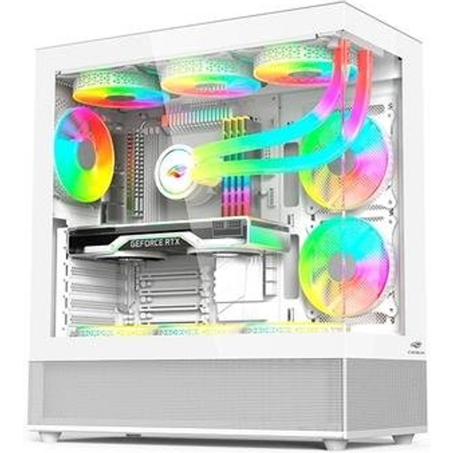 Gabinete Gamer C3-Tech Aquarius MT-G850WH, Mid Tower ATX, Lateral e Frontal em Vidro Temperado, Branco - MT-G850WH