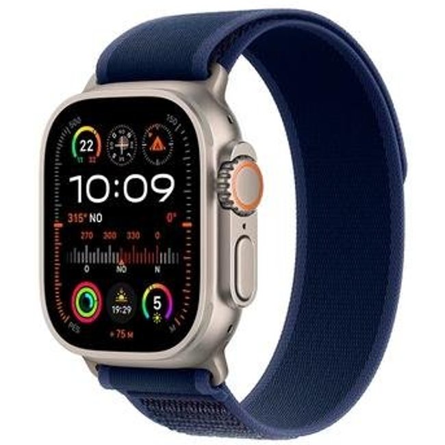 Apple Watch Ultra 2 GPS + Cellular, Caixa Natural de Titânio de 49 mm, Pulseira Loop Trail Azul, Tamanho M/G - MX4L3BE/A