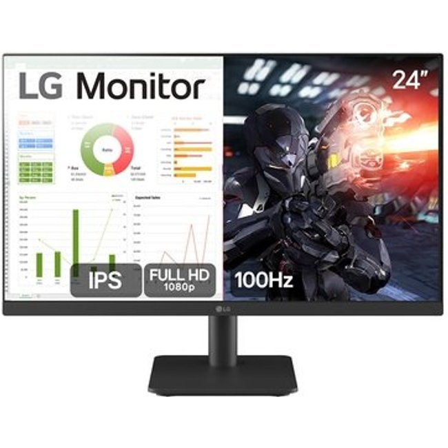 Monitor Gamer LG 24", FHD, 100Hz, 5ms, IPS, Dynamic Action Sync, HDMI, Preto - 24MS500-B