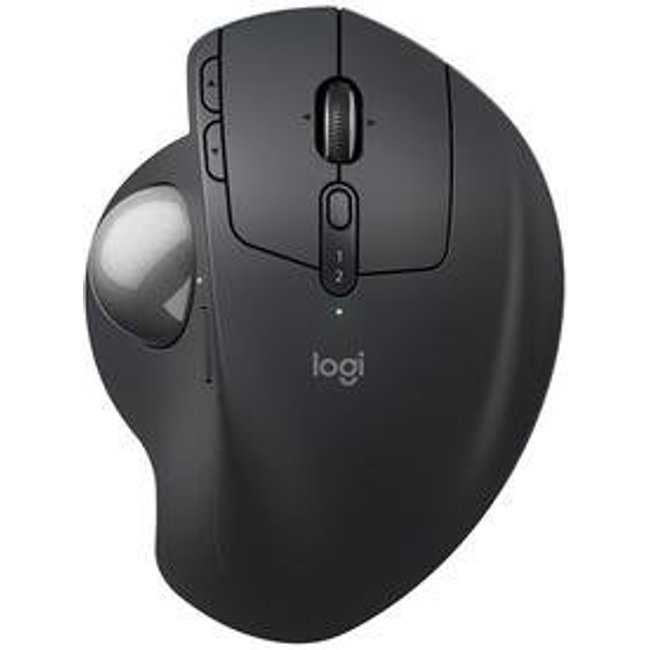 Mouse sem Fio Logitech Trackball MX Ergo S, Bluetooth e USB Logi Bolt, 6 Botões Programáveis com Ajuste de Ângulo, Preto - 910-007261