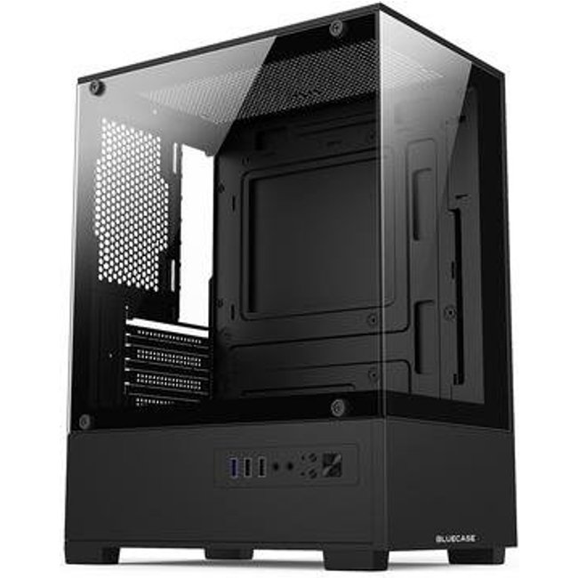 Gabinete Gamer Bluecase BG-054 HIT, Mid tower, Micro ATX e Mini ITX, Frontal e lateral em vidro, USB 3.0, Sem FANs, Preto - BG-054BBX