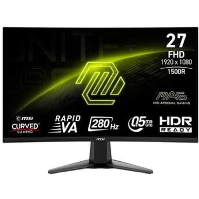 Monitor Gamer Curvo MSI MAG 27" FHD, 280Hz, 0.5ms, VA, Adaptive-Sync, DP e HDMI, HDR, Preto - 276CXF
