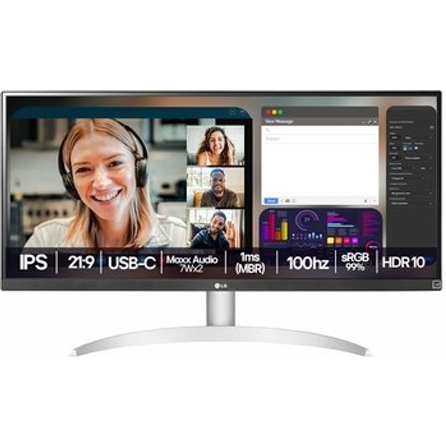 Monitor Gamer LG 29", FHD, UltraWide, 100Hz, 1ms, IPS, DP e HDMI, Som Embutido - 29WQ600B-W.AWZM