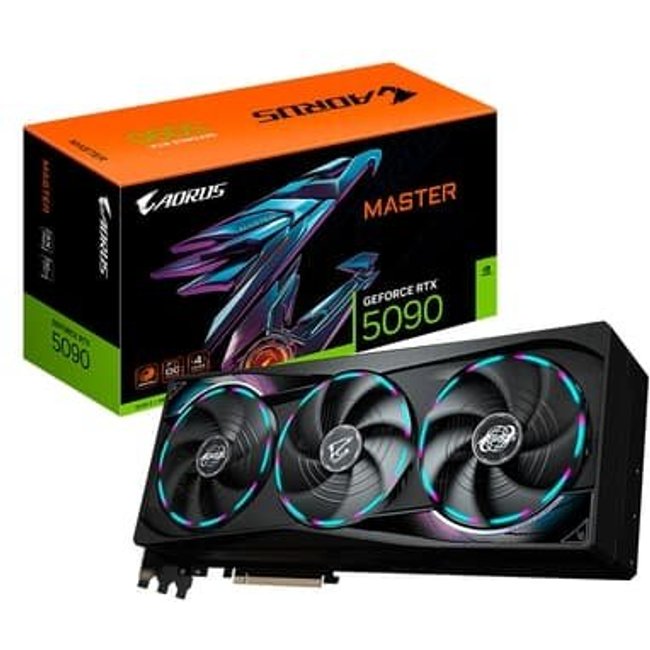 Placa de Vídeo Gigabyte RTX 5090 AORUS MASTER 32G NVIDIA GeForce, 32GB, GDDR7, RGB, G-Sync, Ray Tracing, DLSS 4, HDR - GV-N5090AORUS M-32GD