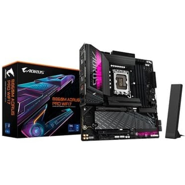 Placa Mãe Gigabyte B860M AORUS PRO WIFI7, Intel, Micro ATX, DDR5, Wi-Fi 7, Bluetooth, Preto - B86PRO7-00