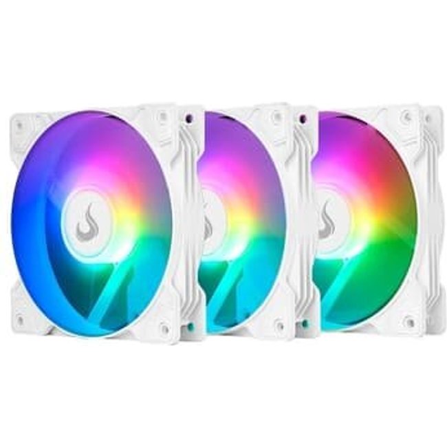 Kit com 3 Ventoinhas Rise Mode Z Led 5V, 120mm, Led ARGB, Branco - RM-ZLD-5V-ARGB-W