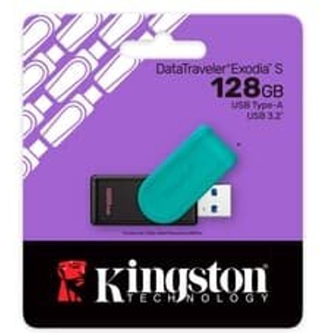 Pen Drive Kingston DataTraveler Exodia S, 128GB, USB 3.2, Gen 1, Turquesa - DTXS/128GB