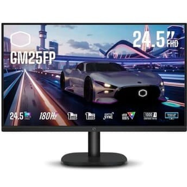 Monitor Gamer Cooler Master 24.5", FHD, 180Hz, 1ms, IPS, DisplayPort e HDMI, HDR, Adaptive Sync, Preto - GM25FP