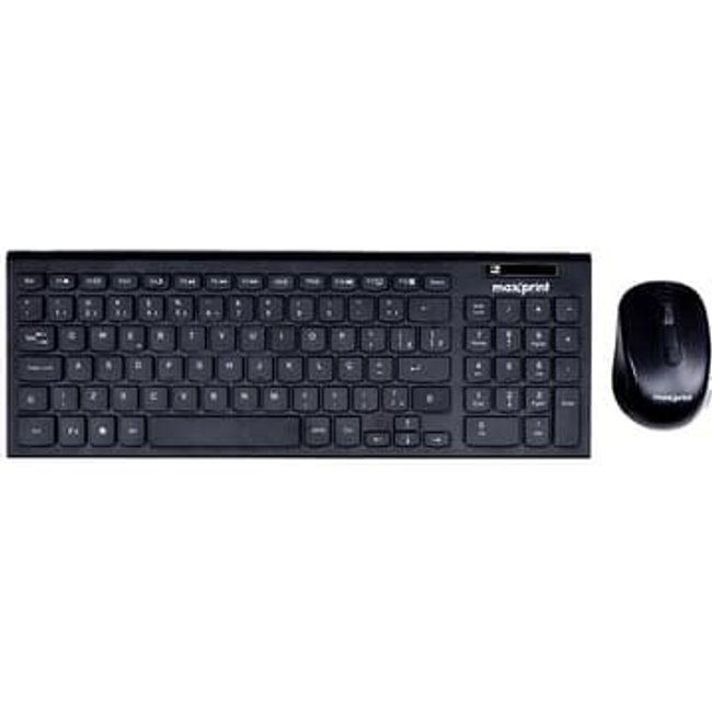 Kit Teclado e Mouse Sem Fio MAXPRINT, Teclas slim, Mouse 1500DPI, Preto - 60000157