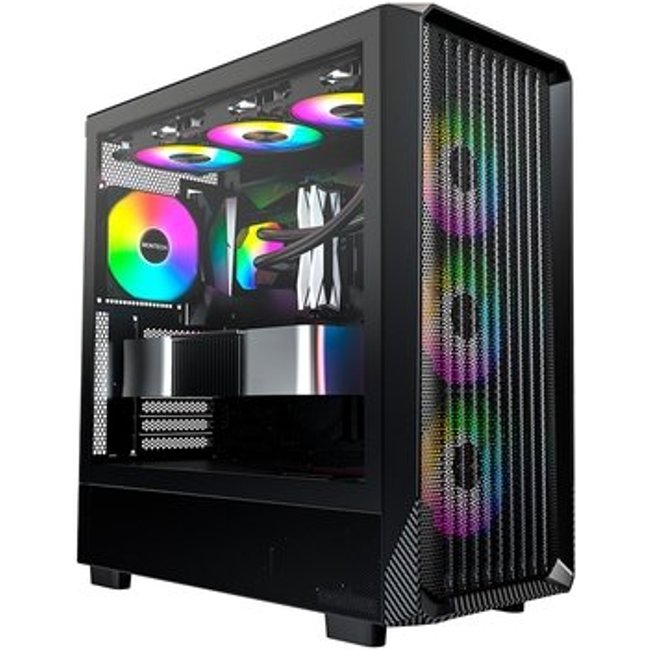 Gabinete Gamer Montech X5, Mid-Tower, Vidro Temperado, Com 4X Fans, Preto - X5BK