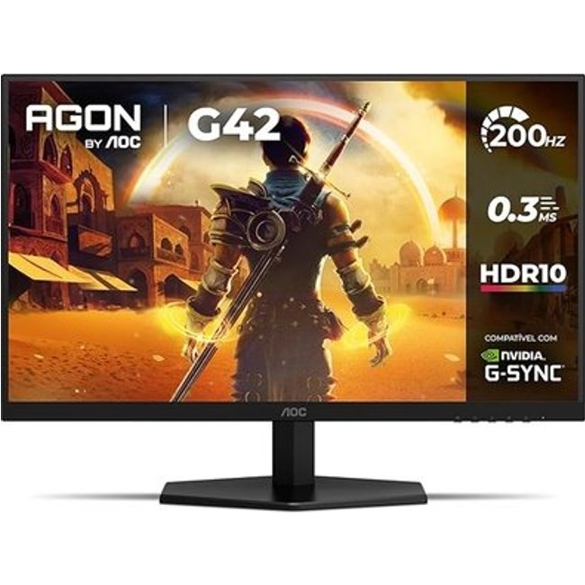 Monitor Gamer AOC 27", Full HD, 200Hz, 0.3ms, IPS, G-Sync, HDR, Ângulo Ajustável, Preto - 27G42HE