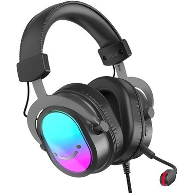 Headset Gamer Fifine AmpliGame H16, 7.1 Surround, Microfone com Cancelamento de Ruído, para PC/PS/MAC, Preto - H16