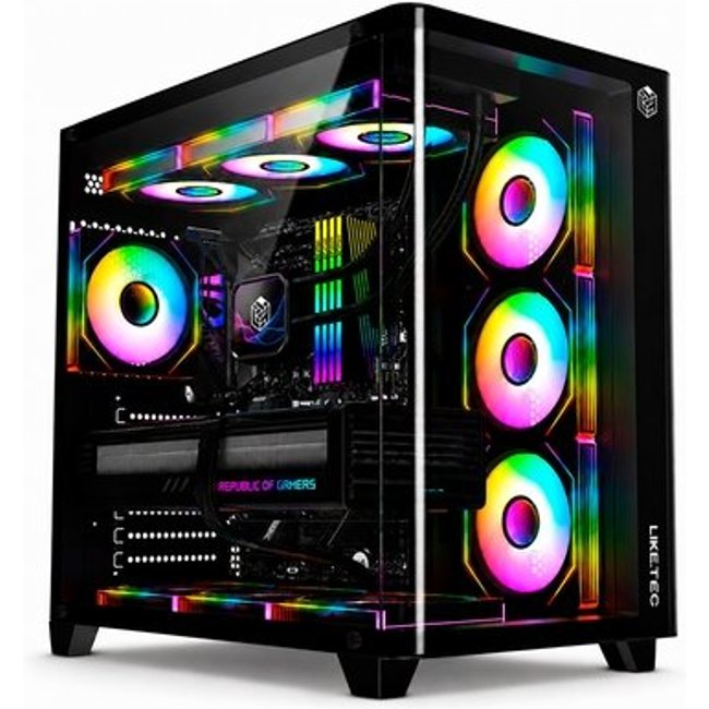 Gabinete Gamer Liketec Madness X, Mid Tower, ATX, Lateral e Frontal em Vidro Curvo, Sem Fans, Preto - LKT-MDX-25-BLK01