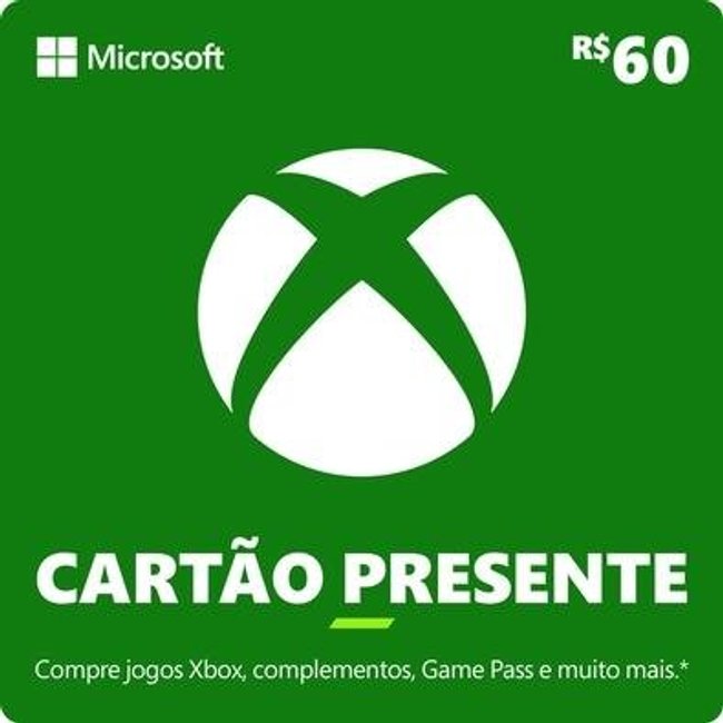 Gift Card Xbox: 60 Reais - Código Digital