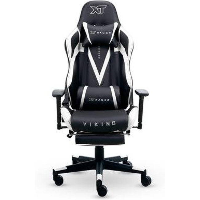 Cadeira Gamer XT Racer Viking Series, Até 120kg, Com Almofadas e Apoio de Pés, Reclinável, Descanso de Braço 3D, Preto e Branco - XTR-022