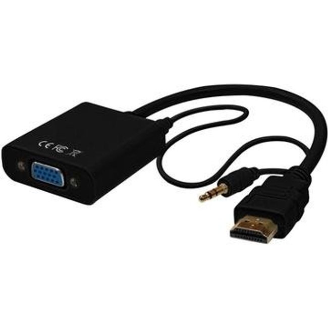 Cabo Adaptador HDMI para VGA + P2 Plus Cable, 10 Centímetros - ADP-HDMIVGA20BK