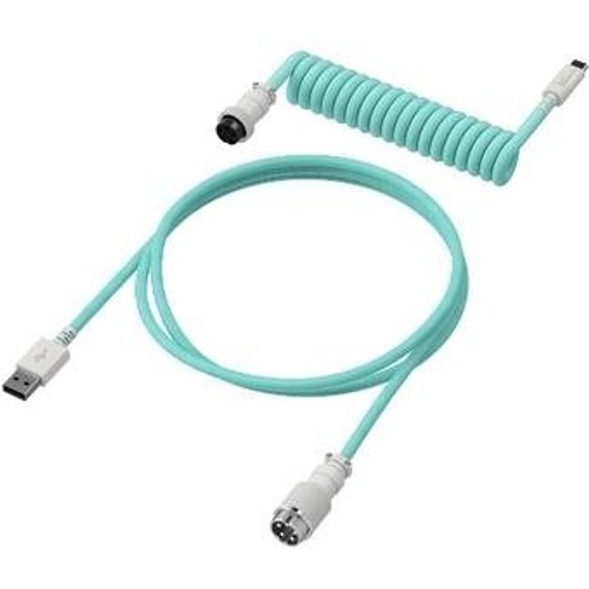 Cabo em Espiral para Teclado HyperX USB-C para USB-A, 1.20m, Verde Claro - 6J681AA