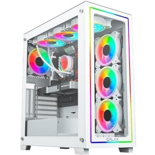 Gabinete Galax Omega White, Mid Tower, ATX, Frontal de Vidro, 4x FANs, Branco - GLX-OMEGAW-2068