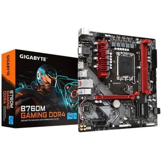 Placa-Mãe Gigabyte B760M Gaming DDR4, Intel LGA 1700 MATX, DDR4, Preto e Vermelho - B760M GAMING DDR4