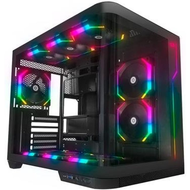 Gabinete Gamer Redragon Wideload Extreme, Mid Tower, ATX, Lateral e Frontal em Vidro Temperado Curvo, Preto - CA-605B