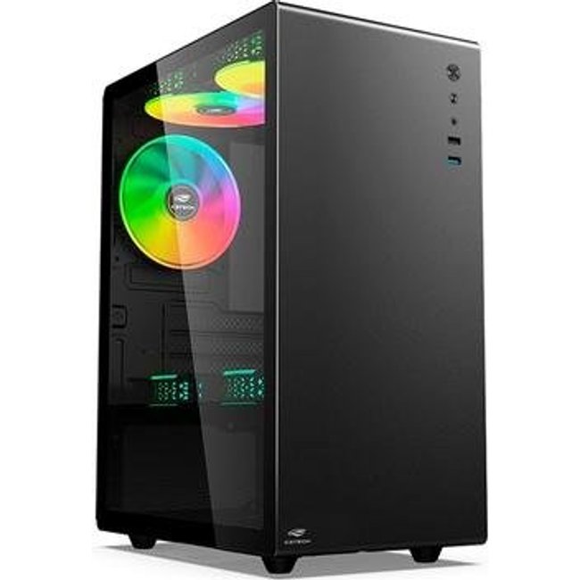 Gabinete Gamer C3-Tech Game MT-G200BK, Mini Tower LED, ATX, Lateral em Vidro Temperado, Com 3 Ventoinhas, Preto - MT-G200BK
