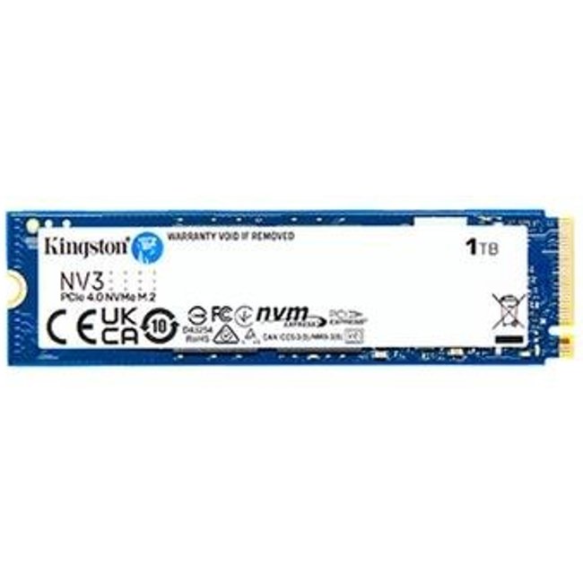 SSD Kingston NV3, 1 TB, M.2 2280, PCIe 4.0 x4, NVMe, Leitura: 6000 MB/s, Gravação: 4000 MB/s, Azul - SNV3S/1000G