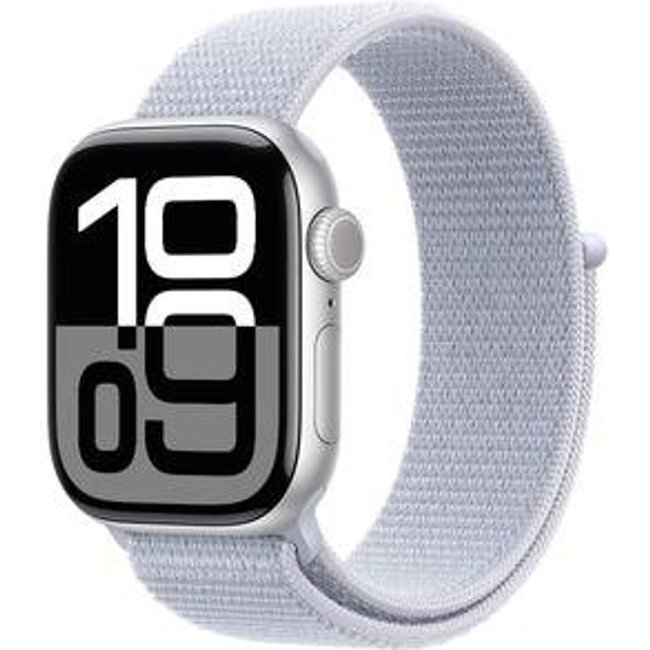 Apple Watch Series 10 GPS, Caixa Prateada de Alumínio de 42 mm, Pulseira Loop Esportiva Nuvem Azul - MWWD3AM/A