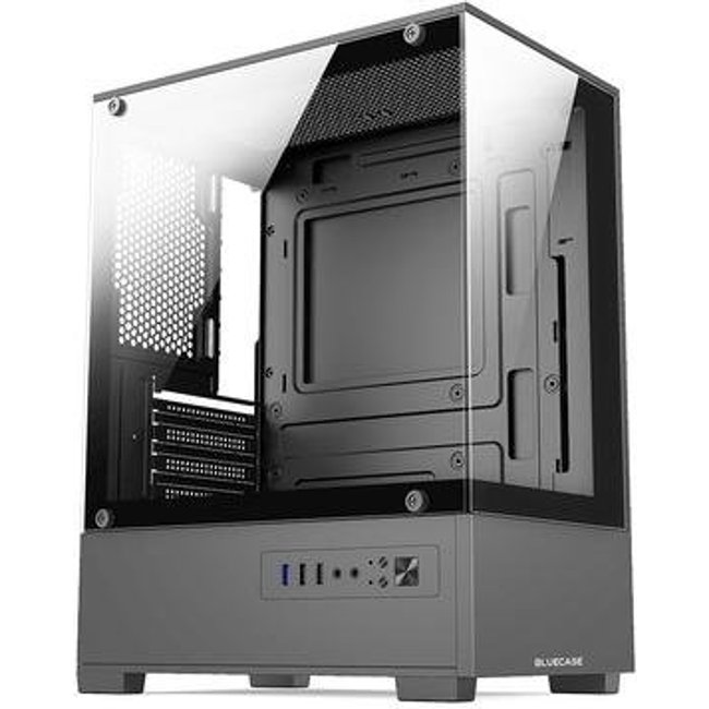 Gabinete Gamer Bluecase BG-054 HIT, Mid tower, Micro ATX e Mini ITX, Frontal e lateral em vidro, USB 3.0, Sem FANs, Cinza - BG-054GBX