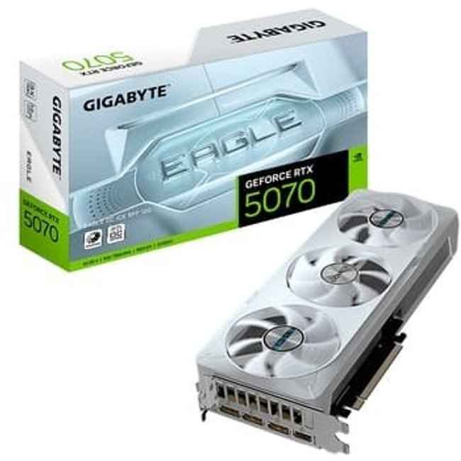 Placa de Vídeo Gigabyte RTX 5070 EAGLE OC ICE SFF 12G NVIDIA GeForce, 12GB GDDR7, 192bits, RGB, DLSS, Ray Tracing - GV-N5070EAGLEOC ICE-12GD