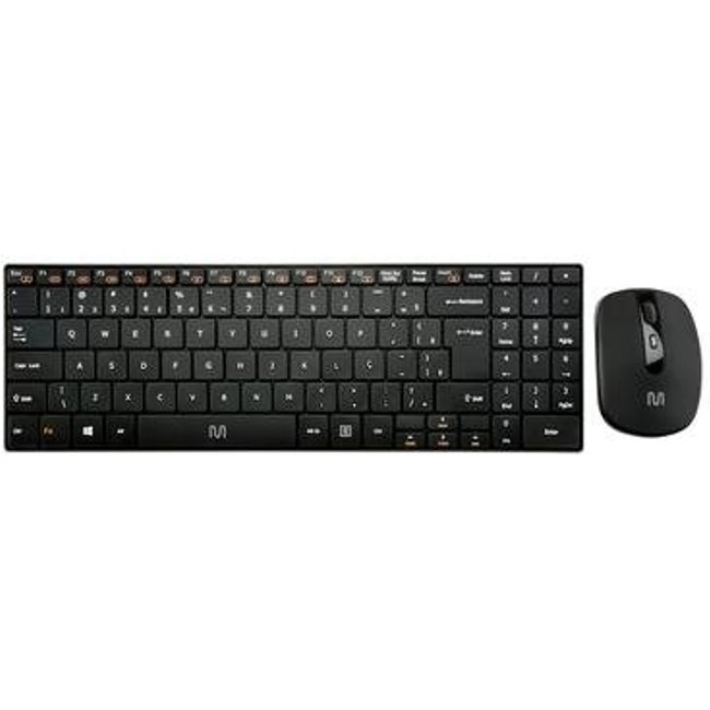 Teclado e Mouse Sem Fio Multi Multimídia Slim 2.4Ghz ABNT2 Preto - TC202