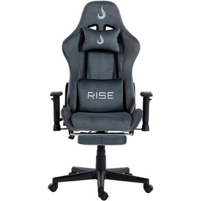 Cadeira Gamer Rise Mode X02, Ângulo Ajustável, Braço 2D, Apoio Para os Pés Retrátil, Cinza Fabric - RM-CG-X02-GR-FBC