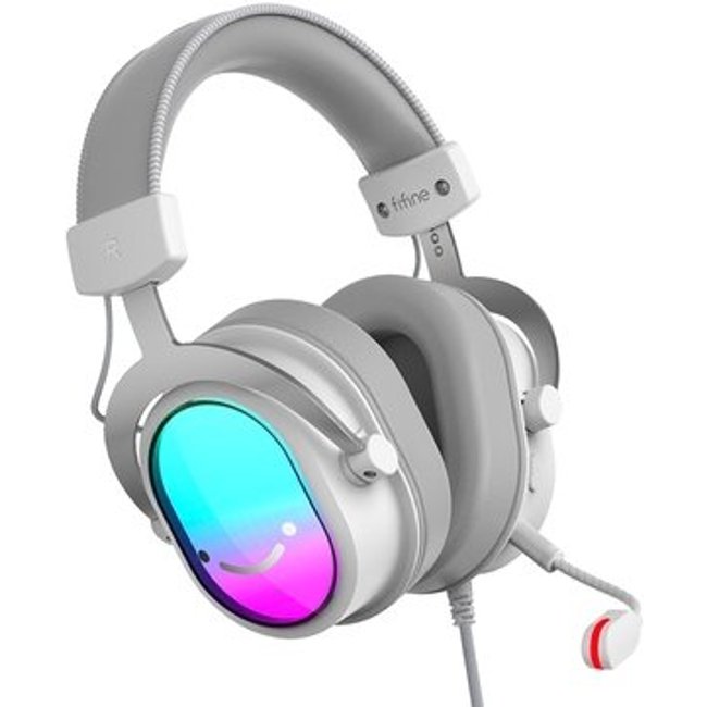 Headset Gamer Fifine AmpliGame H16, 7.1 Surround, Microfone com Cancelamento de Ruído, para PC/PS/MAC, Branco - H16W