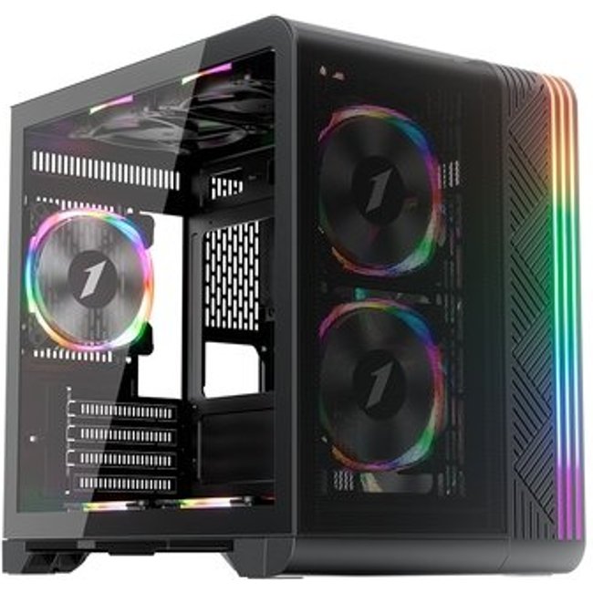 Gabinete Gamer 1STPLAYER VT5, Mid Tower, RGB, ATX, Lateral em Vidro Temperado, 3X Fans, Preto - VT5-BK-3FS7